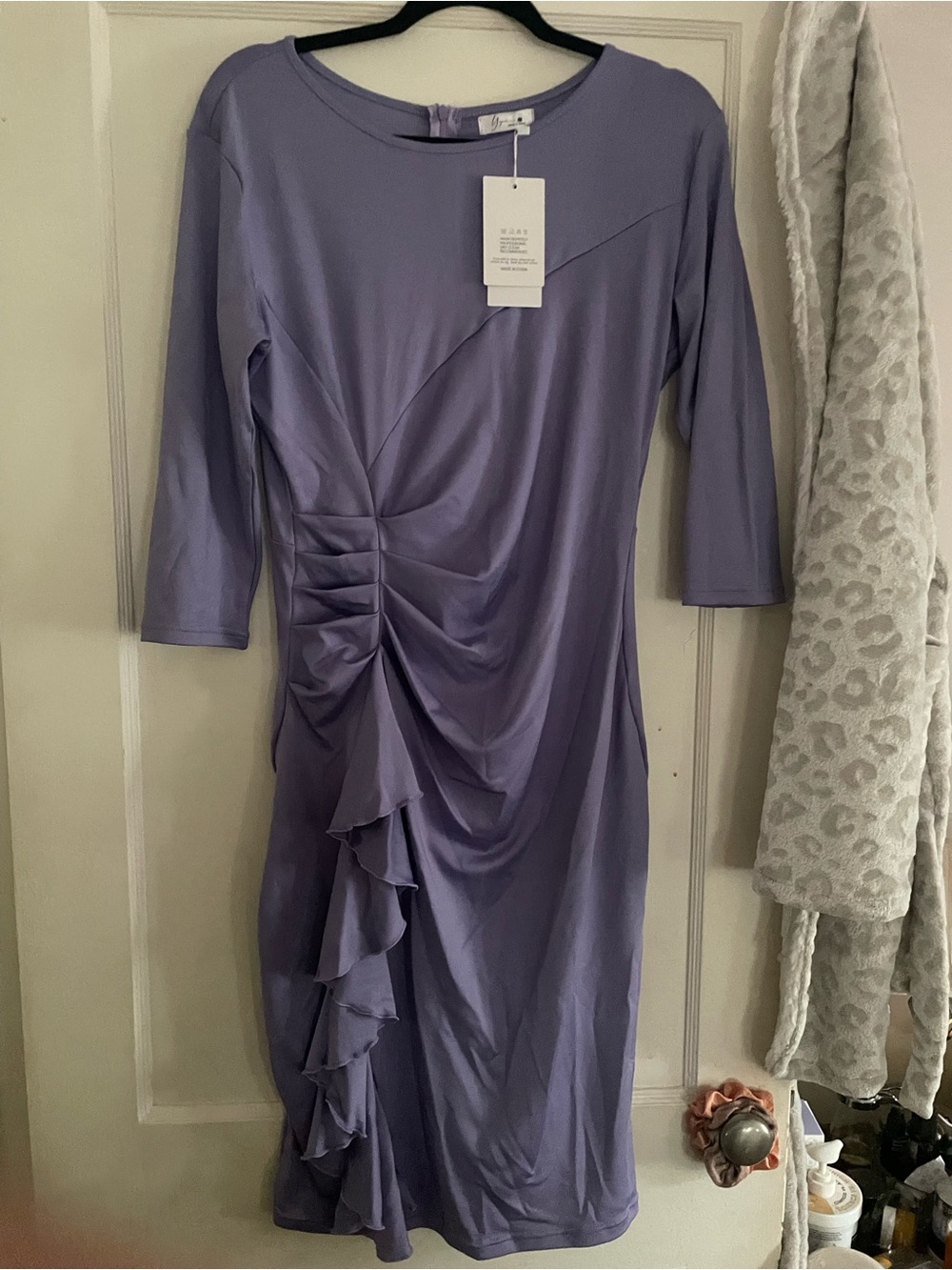 Women's Lavender Ruffle-Detail Sheath Dress